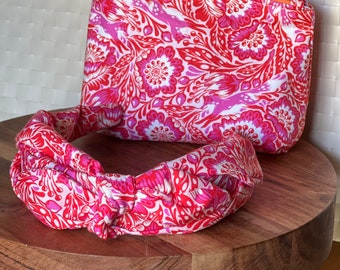 Floral Knotted Headband & Cosmetic Bag Gift Set