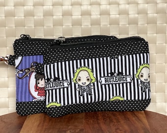 Beetlejuice mini wallet , Beetlejuice mini coin bag, Lydia Deetz mini pouch, mini coin purse, Backpack accessory, Beetlejuice Fabric wallet