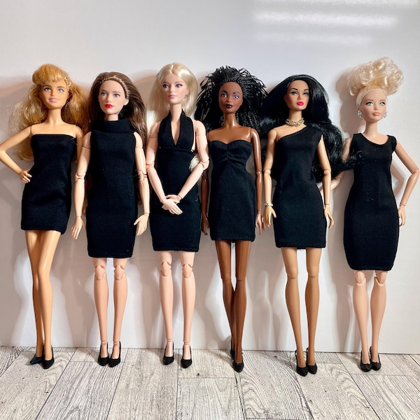 Doll Dress | Little Black Dress | Fits 11-12" Fashion Dolls | Standard, Petite MTM, Model Muse, Pivotal, Poppy, FR, Integrity