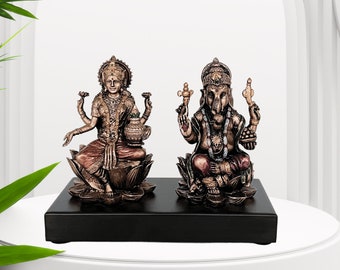 Estátua de Lakshmi Ganesh em latão | Hindu Diwali Pooja Murti