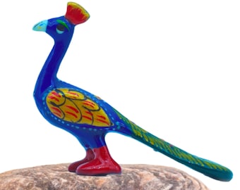 Handmade Metal Peacock Statue, Rajasthani Indian Decor