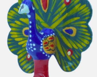 Handpainted Dancing Peacock Statue: Indian Metal Art