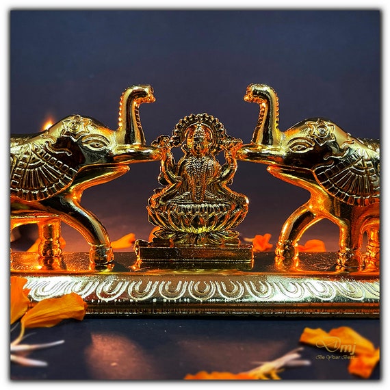 Gold Lakshmi Elephant Kumkum Box | Handmade Kumkum Chopda | Diwali