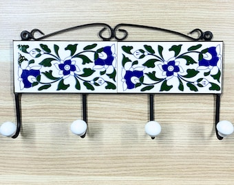Llavero de cerámica floral hecho a mano / Decoración india para el hogar