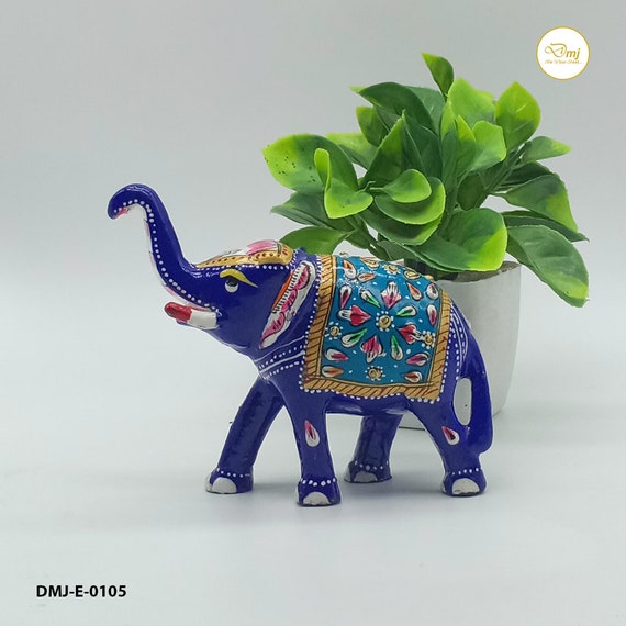 Large Painted Indian Elephant Figurine From Rajasthan Large Painted Indian Elephant Figurine From Rajasthan