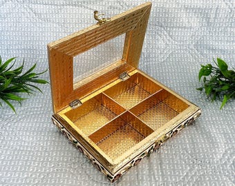 Caixa de lembrancinhas Dolli indiana feita à mão | Presente de casamento personalizado | Organizador elegante para frutas secas | Artesanato Diwam