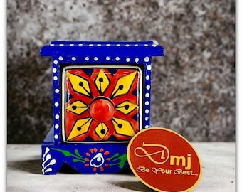 Handmade Ceramic Drawer Box | Wooden Jewelry Organizer