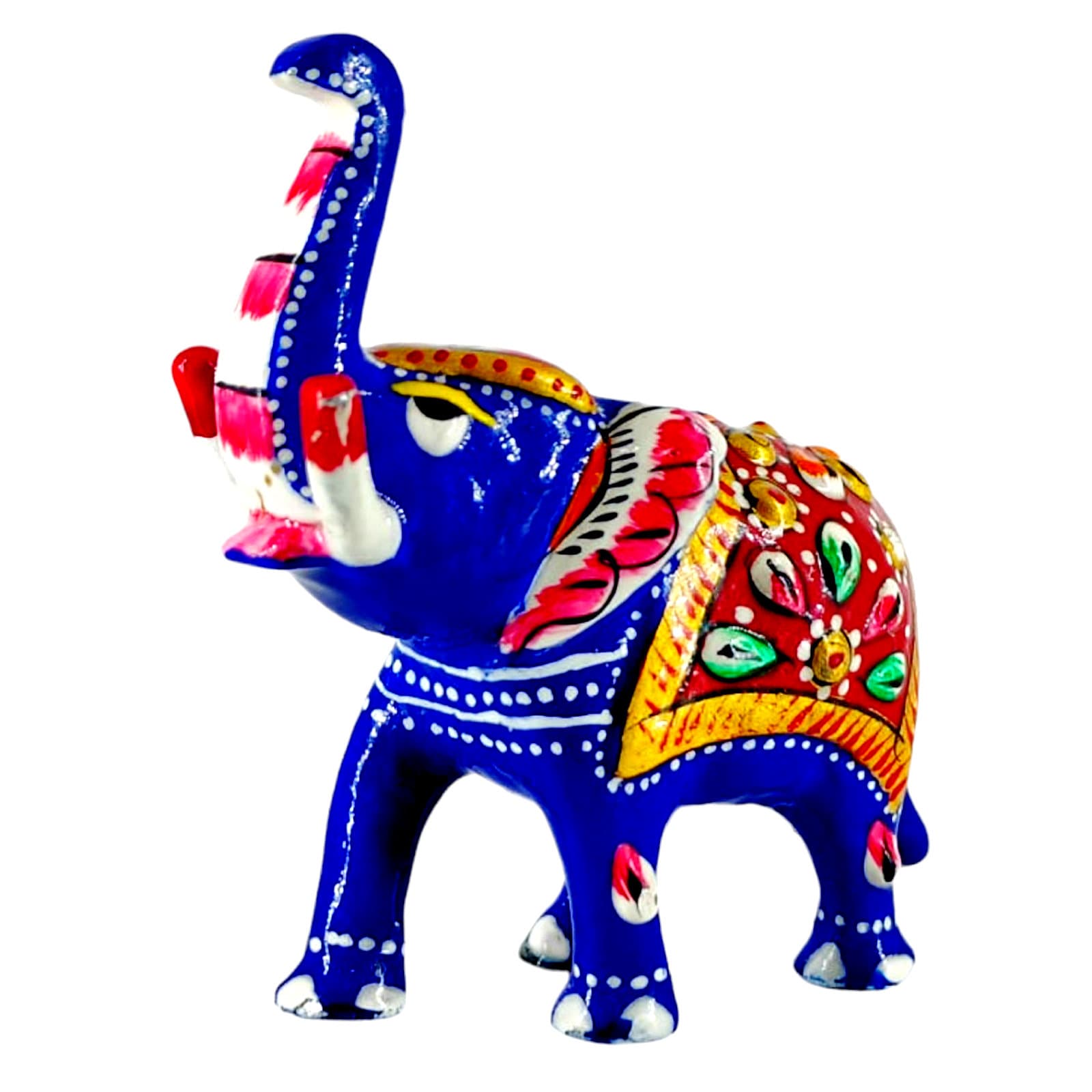 Hand-painted Blue Elephant Figurine, Indian Handicraft Home Decor