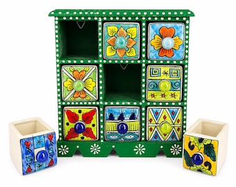 Pioneer Woman Ceramic Floral 6-drawer Spice Tea Box Holder