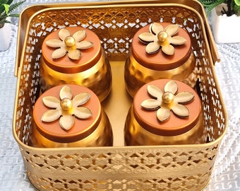 Handmade Decorative Dry Fruit Box with Jars, Indian Wedding Return Gift, Festive Gift Box for Diwali & Housewarming