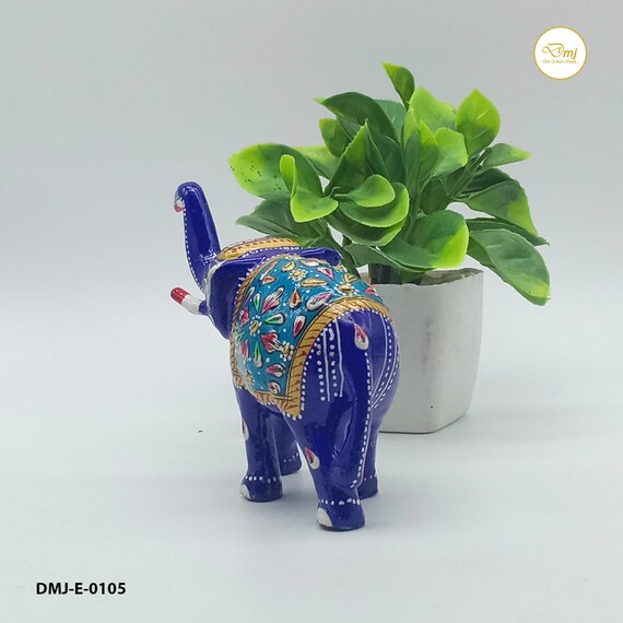 Handmade Blue Enamel Rajasthani Elephant Statue – Indian Decor - Etsy