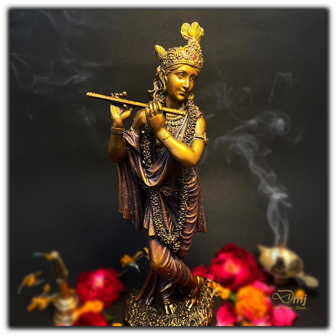 Handmade Brass Krishna Statue | Hare Krishna Idol | God of Love | Indian Wedding Gift | Temple & Home Decor | Gift for Her