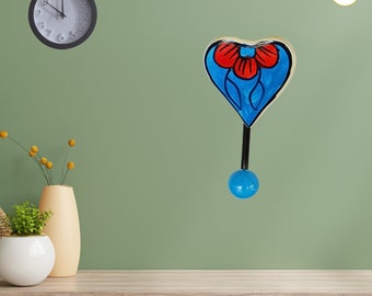 20 Pcs Set Handmade Decorative Heart Shape  Key Holder For Home, Printed Key Hanger, First Home Housewarming Gift, Key Hook for Wall