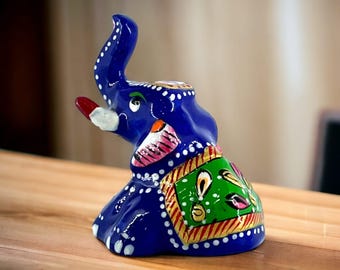 ムガル時代の手描きの象の像、インドの手工芸品、芸術愛好家への贈り物