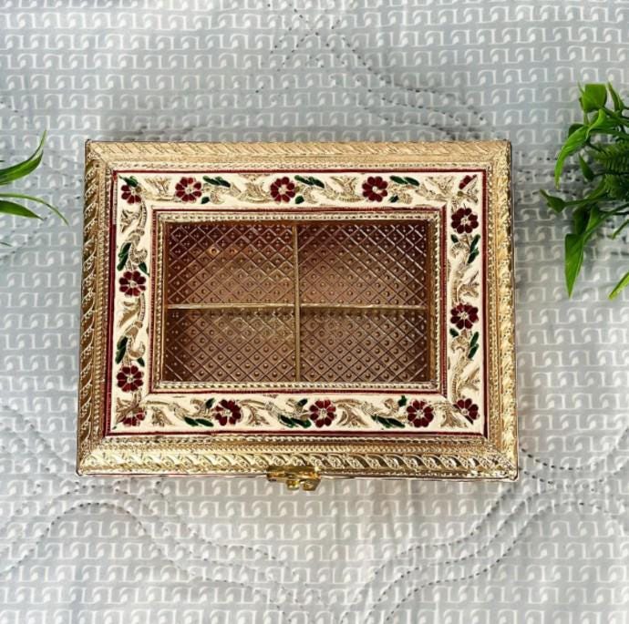 Caixa de lembrancinhas Dolli indiana feita à mão | Caixa de presente para casamento | Organizador étnico de frutas secas | Caixa de lembrancinhas decorativa para convidados