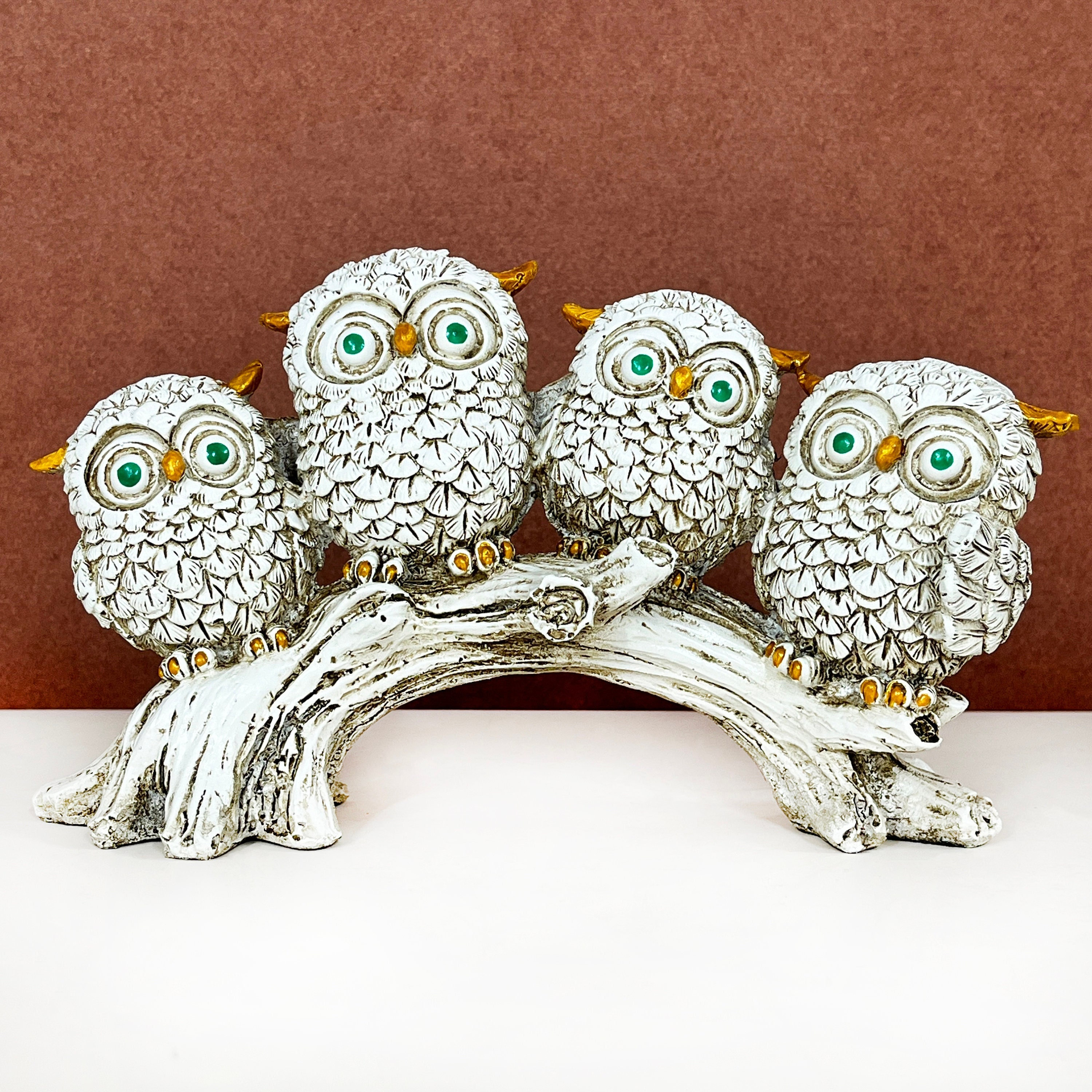 Charming Vintage Owl Family Tree Showpiece, Handmade Sculpture, Wedding Personalized Gift Idea, Whim