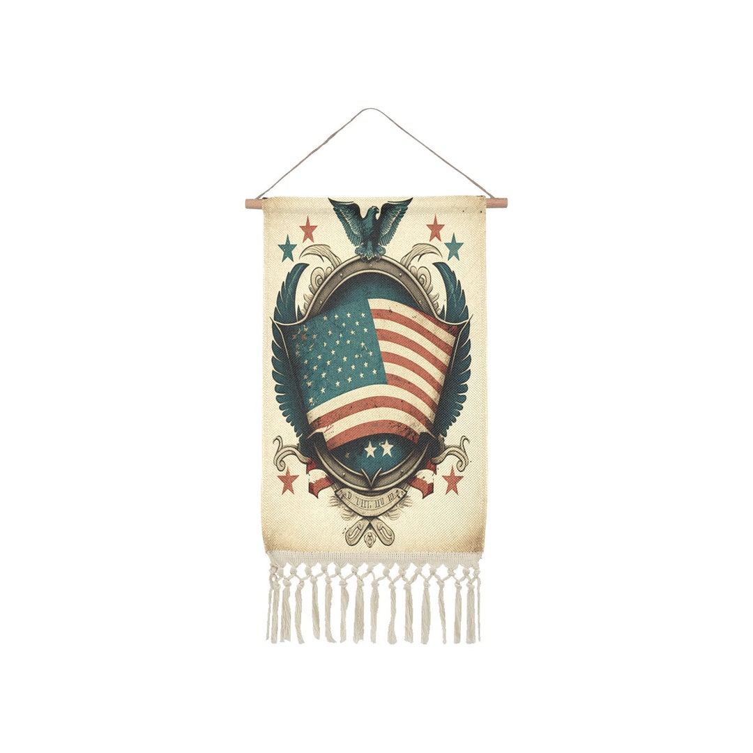 Vintage Patriotic Americana Sign Home Decor Gift American Flag Design ...