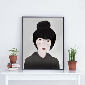 Girl With Glasses | Printable Digital Art | Instant Download