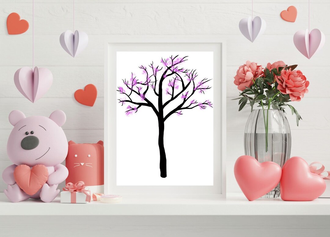 Pink Tree Digital Print | Spring Day | Printable Digital Art - Etsy
