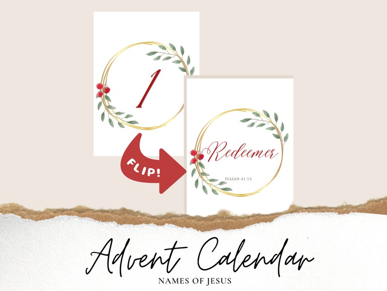 Advent Calendar Names of Jesus Quarter Page Digital Download Etsy