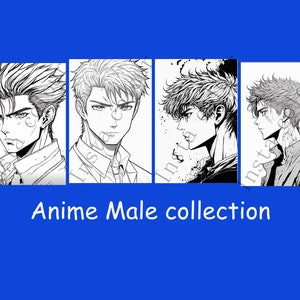 digital Colouring pages anime male collection