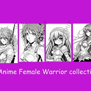 digital Colouring pages anime Warrior female collection