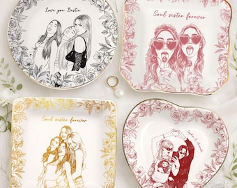 Bandeja para guardar joyas con foto personalizada de tu mejor amiga, regalo para dama de honor, regalo para tu alma gemela, regalo de cumpleaños para amigas, bandeja para anillos de amistad.