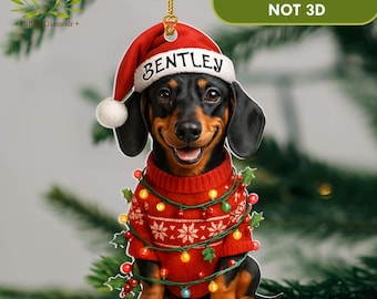 Cute Dachshund Christmas Ornament, Dachshund Ornament Gift, Dachshund Lover Gift For Mom, Christmas Tree Decor, Dog Lover Christmas Ornament
