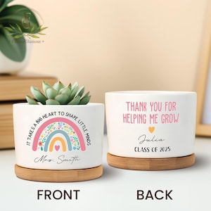 Personalized Appreciation Teacher Plant Pot, Thank You For Helping Me Grow, Flower Pot For Teacher, Gift for Teacher, Custom Plant Pot Gifts
