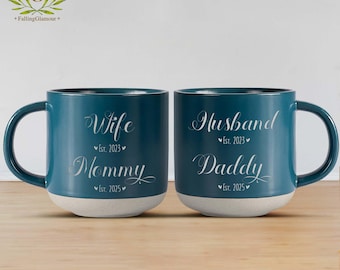 New Mom and Dad Mug, Baby Shower Coffee Mug, Gift for New Parents, Custom First Time Mommy and Daddy Gift for Husband and Wife New Daddy