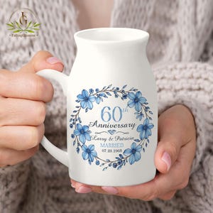 Personalized 60th Wedding Anniversary Flower Vase, Wedding Anniversary Keepsake, Diamond Wedding Anniversary Gift, 60th Wedding Anniversary