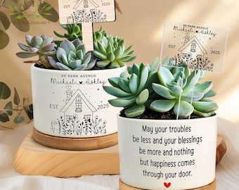 Personalised New Home Gift, Plant Pot for New Home Occasion, Housewarming Gift For Couples, Moving In Gift for Friend, New Home Owners Gift