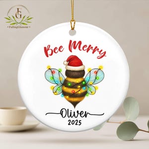 Personalized Bee Ornament, Bee Christmas Ornament, Bee Gifts, Custom Name Ornament, Bumble Bee Ornament, Beekeeper Gift, Christmas Bee Gifts