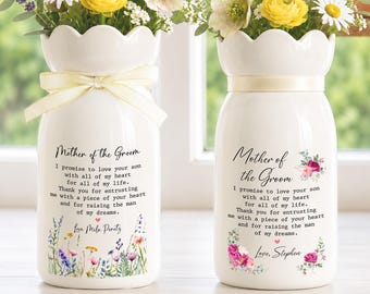 Personalised Mother of the Groom Gift, Personalized Mother of the Groom Flower Vase, Gift from Bride, Mother in Law, Wedding Gift for Mom