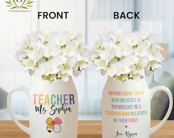 Custom Teachers Flower Vase, Teacher Appreciation Gift, Thank You Teachers Gift,Leaving School Gift,Gift for Teaching Assistant,Teacher Gift