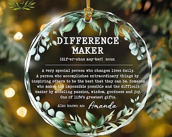 Difference Maker Ornament, Custom Difference Maker Definition Gift, Mentor Leader Appreciation Thank You Gift, Coworker Gifts, Mentor Gift