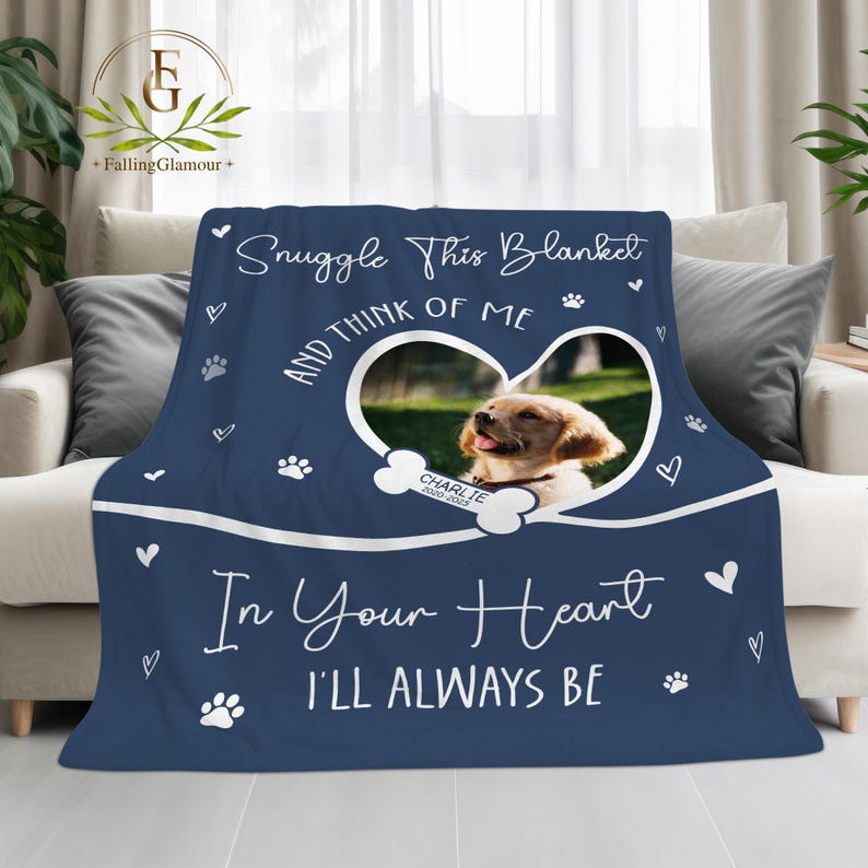 Personalized Dog Memorial Photo Blanket Gift, Dog Loss Pet Memory Gifts ...