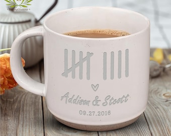 Personalized 9 Year Anniversary Gift, Custom Wedding Anniversary Pottery Mug Gift for Wife, 9th Anniversary Ceramic Mug, Couple Gift For Her