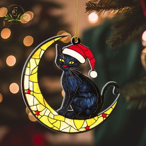 Black Cat Ornament, Pet Gift, Cat Lover Gift, Black Cat Acrylic Christmas Ornament, Cat Keepsake New Cat Gift, Cat Mom Gift, Black Cat Gift
