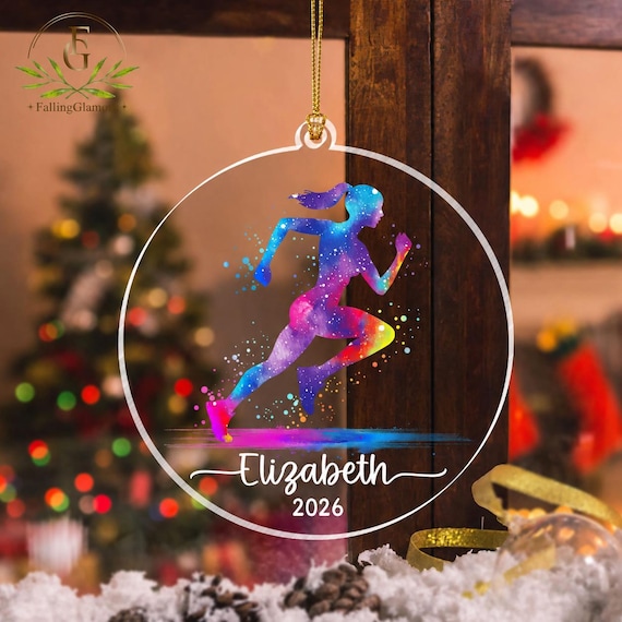 Custom Running Ornament, Runner Girl Ornament, Marathon Runner Ornament, Running Gifts, Gifts for Runners, Cross Country Gift, Fitness Gifts