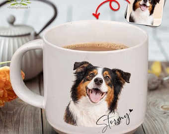 Personalized Watercolor Photo Pet Pottery Mug, Pet Portrait Mug, Mug Gift for Pet Lovers, Dog Mom Gifts, Cat Mom Gift, Pet Memorial Gifts