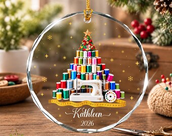 Personalized Sewing Machine Ornament, Sewing Tree Ornament, Quilter Ornament with Name, Tailor Ornament, Seamstress Christmas, Sewing Lover
