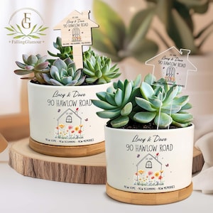 Personalized New Home Plant Pot, Custom Housewarming Gift, New Home Gift for Couples, Engagement Gifts, New Homeowner Gifts, Realtor Gifts