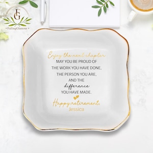 Custom Retirement Ring Dish, Retirement Gift, Happy Retirement Trinket Dish, Retirement Gifts for Woman, Teacher Gift,Gift for Retired Women