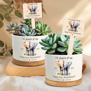 Custom Ivory anniversary Plant Pot, Personalized 14th Wedding Anniversary Gift, Mr and Mrs, Gift for him, Thanksgiving Gift, Engagement Gift