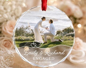 Adorno personalizado con foto de compromiso, Adorno de compromiso, Regalo personalizado para propuesta de matrimonio, Foto de pareja, Adorno de compromiso, Regalo de compromiso