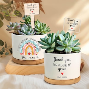 Personalized Appreciation Teacher Plant Pot, Flower Pot For Teacher, Gift for Teacher, Thank You For Helping Me Grow, Custom Plant Pot Gifts