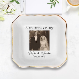 Custom Photo Trinket Dish, Custom Ring Dish with Picture, Custom 50th Anniversary Gifts, Golden Wedding Gifts, 50 Year Anniversary Gifts