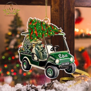 Personalized Golf Cart Acrylic Ornament, Golf Lover Gift, Golf Cart Ornament, Gift For Golfer, Golfer Gift, Sports Ornament, Golfing Gift