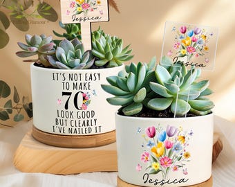 70th Birthday Gift Custom Plant Pot, Gifts for Woman Great Grandma, Birthday Gift Born in 1955, Grandma Birthday Gifts, 70 Year Old Women